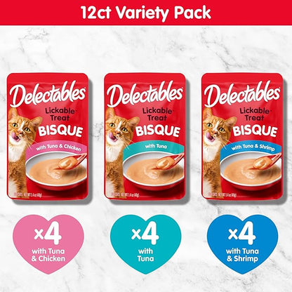 Delectables Bisque Lickable Wet Cat Treats - Chicken, Tuna & Shrimp, 12 count