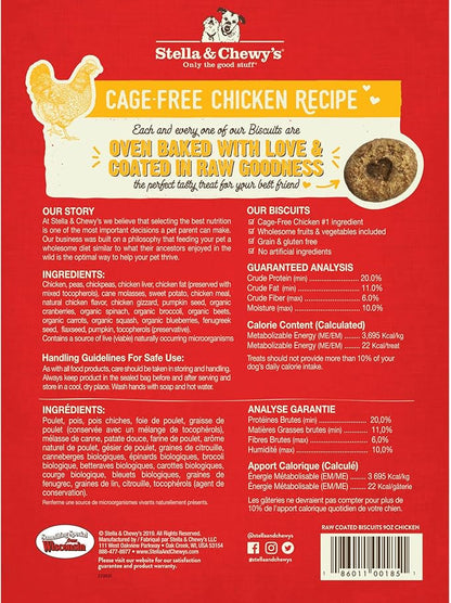Stella & Chewy's Freeze-Dried Raw Coated Dog Biscuits – Cage-Free Chicken Recipe – Protein Rich, Grain Free Dog & Puppy Treat – Great Snack for Training & Rewarding – 9 oz Bag