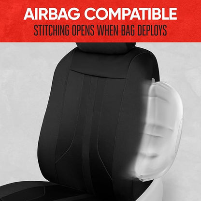 Motor Trend Black Cloth Car Seat Covers for Front Seats – Premium Automotive Bucket Seat Covers, Made for Vehicles with Removable Headrests, Interior Covers for Car Truck Van SUV