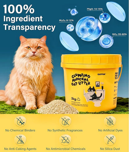 Clumping Cat Litter - 100% Natural Attapulgite Clay, Ultra-Low Dust (0.35%), Lock & Dry Technology for a Fresh Home, Fast Clumping & High Absorbency, Eco-Friendly, 11 LB (5, Kilograms)