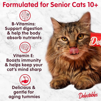 Delectables Squeeze Up Senior 10+ Variety Pack, Creamy Squeezable Puree, Lickable Wet Cat Treats, Grain-Free, No Added Fillers, 0.5 Ounces Tube, 20 Tubes Total