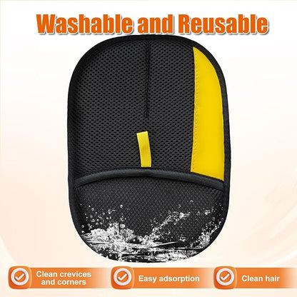 Cat Dog Hair Removal Mitt, 2 Pack Electrostatic Gloves That Work Pet Hair | Bidirectional brush fibers. Quickly cleans couch, carpet, car seat, clothing. Washable. Works on short & long hair.