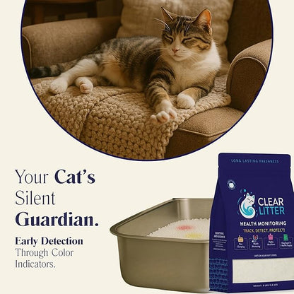 Crystal Cat Litter with Color-Changing Health Monitoring Crystals – 30-Day Odor Control, Low Dust, Non-Clumping, Ultra Absorbent, Safe for Multi-Cat Households, Easy Clean Silica Gel