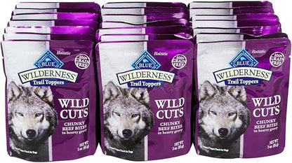 Blue Buffalo Wilderness Trail Toppers Chunky Beef Bites in Hearty Gravy Wet Dog Food, 3 oz., Case of 24