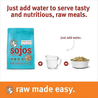 Sojos Complete Natural Grain Free Dry Raw Freeze Dried Dog Food Mix, Lamb, 2-Pound Bag