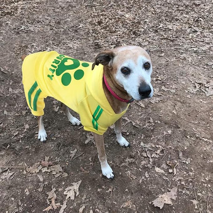 Dog Hoodie Security Clothes 4 Legs Jumpsuit Sweatshirt Hoodies Soft & Warm Dog Outfit Pullover Dog Winter Clothes Sweater for Small Medium Large Dogs Cats (Yellow, Small)