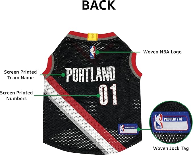 Pets First NBA Portland Trailblazers Dog Jersey, X-Large - Tank Top Basketball Pet Jersey