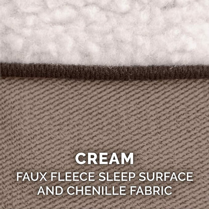 Furhaven Replacement Dog Bed Cover Sherpa & Chenille Sofa-Style, Machine Washable - Cream, Medium
