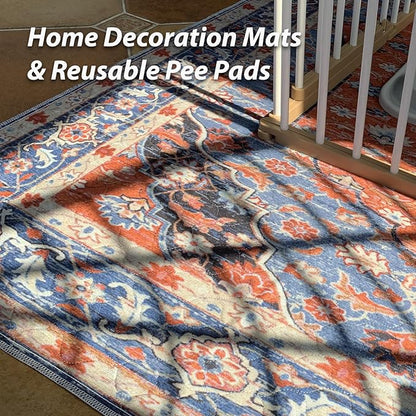 nunubaby Washable Pee Pads for Dogs, Stylish, Non-Slip and Leak-Proof Pee Pads. Reusable Potty Pads for Dogs for Crates and Floors.(Red/Floral, 36" x36" )