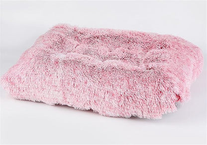 Liveinu Long Plush Calming Pet Bed Cuddler Pet Bed for Dogs and Cats Fluffy Faux Fur Dog Bed with Anti Slip Bottom Machine Washable Pet Sleep Bed Crate Mat Tie-Dye Pink 2XL