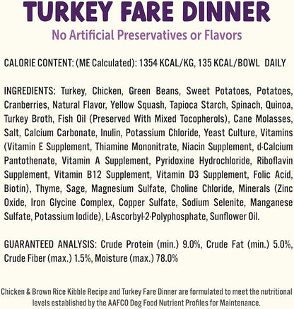 On The Go Dog Food, Turkey Fare Dinner - 7.5 oz Trays (6 Count), Made in The USA with Real Turkey