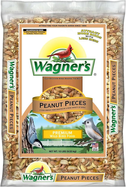 Wagner’s Shelled Peanut Pieces for Wild Birds, 10 Pound Bag – High-Protein, Shell-Free, No-Waste Bird Food for Woodpeckers, Jays & Chickadees