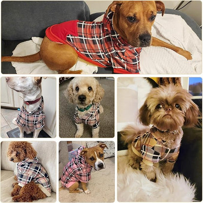 EXPAWLORER Plaid Dog Hoodie - British Style Warm Dog Sweater Shirt with Leash Hole,Pitbull Clothes Outfits,Winter Coat Apparel for All Breeds Puppy Girl Boy-Cat Apparel,Purple Medium