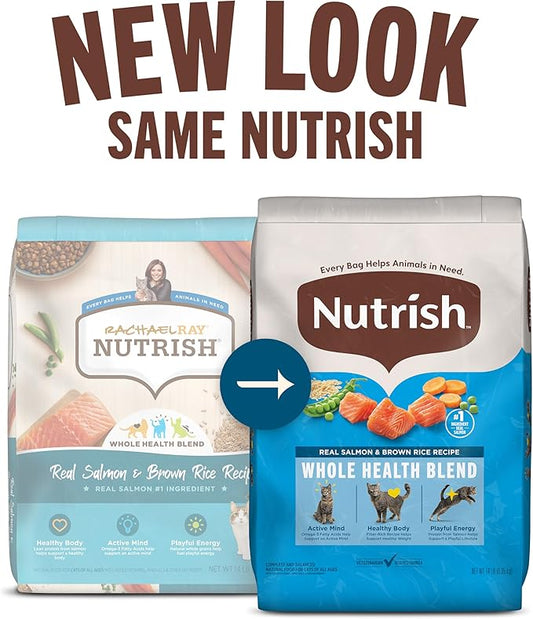 Nutrish Real Salmon & Brown Rice Recipe Dry Cat Food, 6 lb. Bag, Packaging May Vary (Rachael Ray)