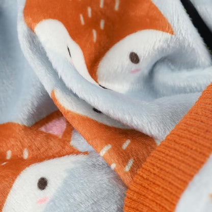 Fitwarm Funny Fox Dog Pajamas, Warm Dog Onesie, Dog Clothes for Small Dogs Girl Boy, Lightweight Velvet, Pet Outfit, Gray, Orange, Medium