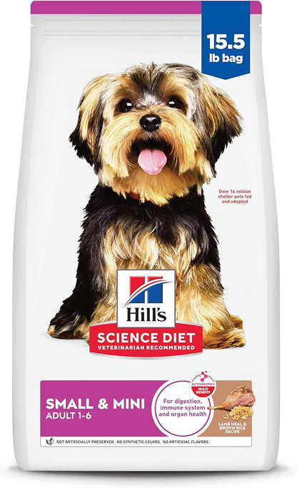 Hill's Science Diet Adult 1-6 Small & Mini Dry Dog Food, Lamb Meal & Brown Rice, 15.5 lb. Bag