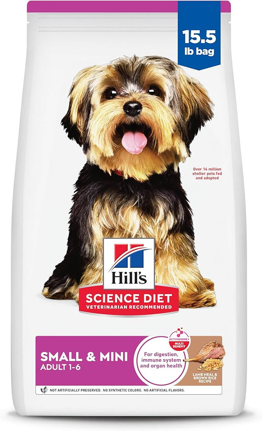 Hill's Science Diet Adult 1-6 Small & Mini Dry Dog Food, Lamb Meal & Brown Rice, 15.5 lb. Bag