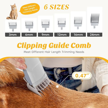 NEWBULIG 5-in-1 Pet Grooming Vacuum Kit, 2.5L Dust Cup, 3 Suction Modes and 5 Groomer Tools, Dog Clippers with Cordless Low Noise for Cats, Dogs Other Animals Hair Trimmer