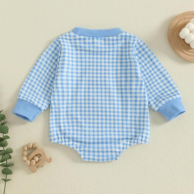 Baby Girl Summer Clothes Dog Bubble Romper Newborn Infant Plaid Onesie Spring Summer Toddler Bodysuit Clothes