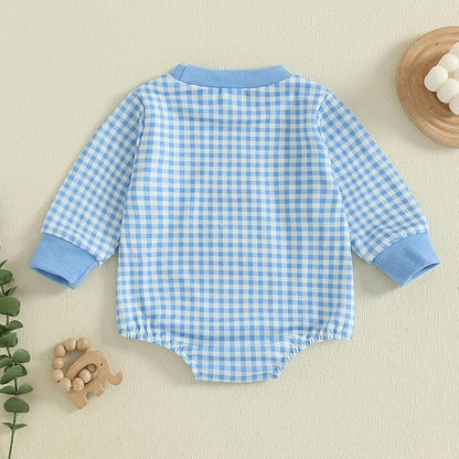 Baby Girl Summer Clothes Dog Bubble Romper Newborn Infant Plaid Onesie Spring Summer Toddler Bodysuit Clothes