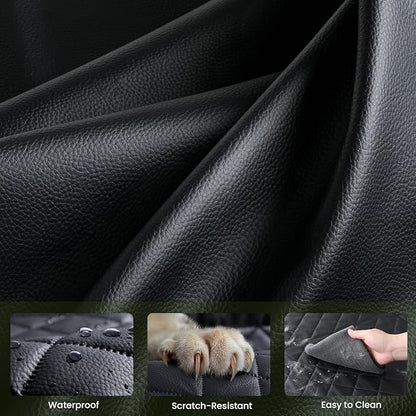 Pecute Back Seat Extender for Dogs 56.29 * 28.74 in, Car Window Fixing for Maximum Car Protection, Leather Fabric Dog Car Seat Cover for Back Seat, Waterproof, Scratch-Resistant, Support to 330 lbs