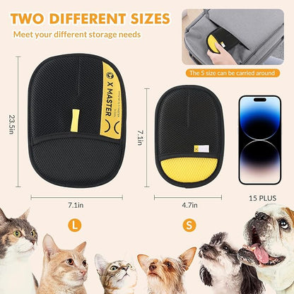 Wortade 3pcs Pet Hair Removal Glove, Efficient Grooming Gloves, 2L1S | Cat & Dog Grooming Glove,High Quality,Multi-piece, Portable,Washable,Suitable for Couch,Furniture,Carpet,Curtain