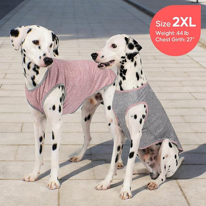 KYEESE 2Pack Dog Shirt, Lightweight Sun Protection Sleeveless Dog T Shirts for Large Dogs Girl, Breathable Pet Reflective Tank Top Summer Dogs Clothes for Outdoor Walking, Pink+Grey, 3XL