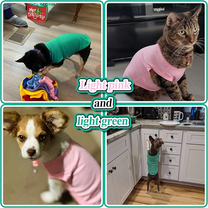 2 Pack Solid Color Dog Shirts – Lightweight, Breathable Pet T-Shirts, Durable Stretchy Clothes for Small to Large Dogs, Ideal for Everyday Wear & Holidays.Pink Blue Large