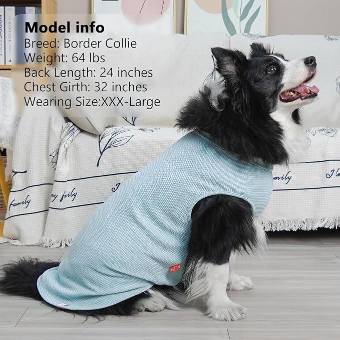 KYEESE 2Pack Waffle Dog Shirts, Lightweight Sleeveless Dog T Shirts for Large Dogs Boy, Breathable Pet Vest Comfort Tank Top Soft Dogs Clothes for Daily Wear, Blue+Grey, 3XL