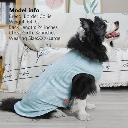 KYEESE 2Pack Waffle Dog Shirts, Lightweight Sleeveless Dog T Shirts for Large Dogs Boy, Breathable Pet Vest Comfort Tank Top Soft Dogs Clothes for Daily Wear, Blue+Grey, 3XL
