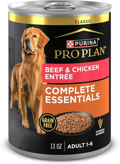 Purina Pro Plan Dog Food Grain Free Classic Pate, Beef and Chicken Entrée - (Pack of 12) 13 oz. Cans