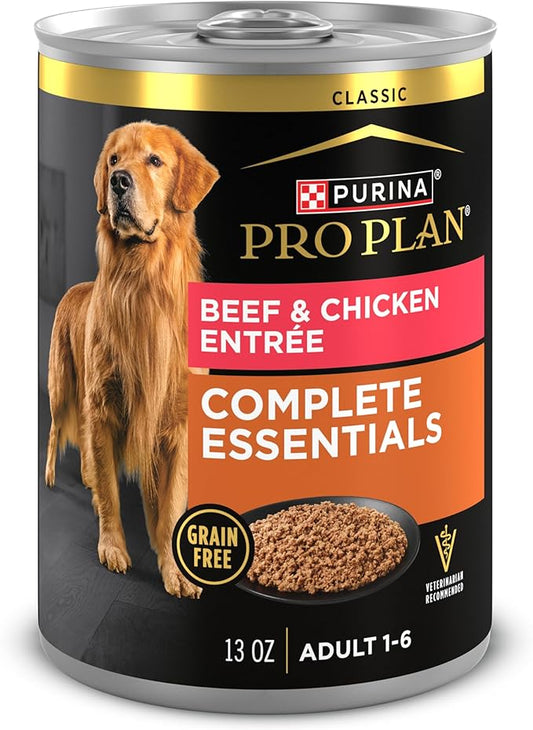 Purina Pro Plan Dog Food Grain Free Classic Pate, Beef and Chicken Entrée - (Pack of 12) 13 oz. Cans
