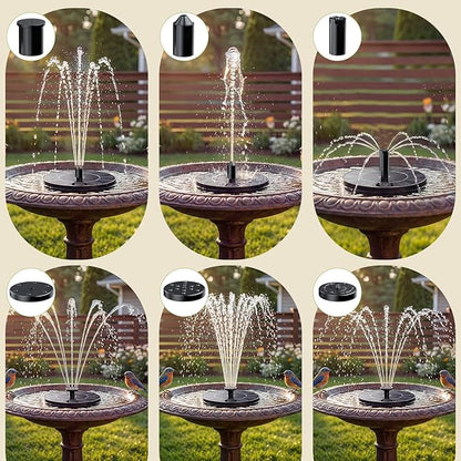 AISITIN Solar Fountain, Solar Bird Bath Fountains Pump with 6 Nozzles, 2026 Upgraded Free Standing Floating Solar Powered Water Fountain Pump for Bird Bath, Garden, Pond, Pool and Outdoor