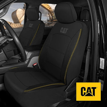 Cat FlexHybrid Car Seat Covers, Black Premium Faux Leather + Mesh Seat Covers for Cars Trucks SUV, Universal Fit Car Seat Covers Front Seats Only, Automotive Interior Covers, Ideal Truck Seat Covers