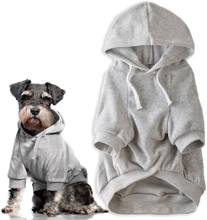 Pet Passion Cooper II Organic Cotton Velour Dog Hoodie Pet Coat for Small, Medium and Large Dogs, Light Heather Gray, XXX-Small (up to 5lbs)