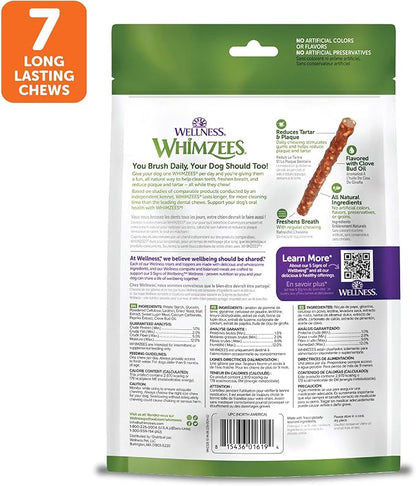 Whimzees Wellness Veggie Sausage Dog Dental Treat, Chews, Freshens Breath, Large Size, 14.81 oz Bag, 7 Count