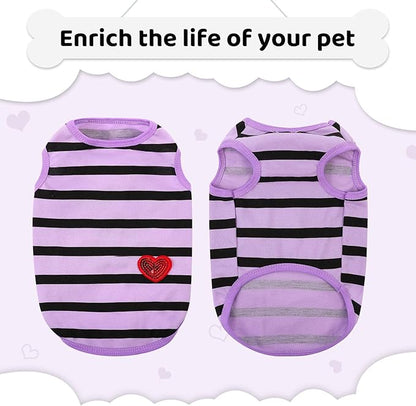 Dog Shirts for Small Dogs, Striped T-Shirts Pets Vest Pet Apparel Tee Shirts Dog Tank Top Spring Summer Suitable for Chihuahua French Bulldog Bichon Shih Tzu