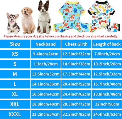 2PCS Dog Pajamas for Large Sized Dog Pjs Clothes Puppy Onesies Outfits Pet Jammies Boy Girl Male Female Apparel Soft Strechy Paw Bone L