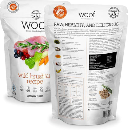 The New Zealand Natural Pet Food Co. WOOF Freeze Dried Dog Food - Wild Brushtail Recipe, High Protein Dog Treats, Dog Food Toppers & Meals, 2.2 lb