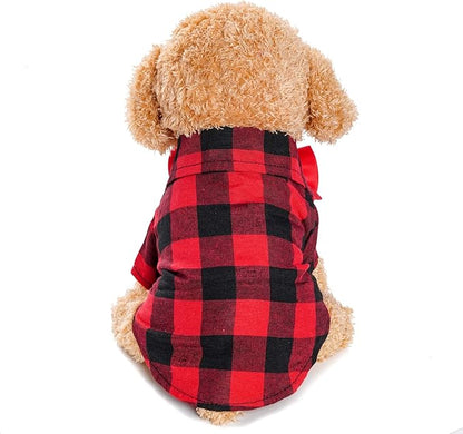 Tongcloud 3 Pack Plaid Puppy Cat Shirt Cute Dog Shirts for Small Dogs and Cats - Birthday Party and Holiday Photo((Red, Blue & White,Small)