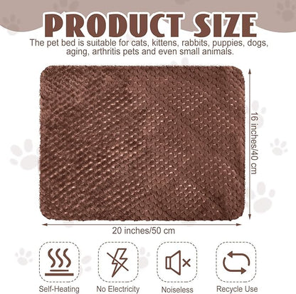 Drydiet 4 Pcs Self Heating Cat Pad Self Warming Cat Bed Dog Heating Pad Washable Thermal Pet Mat for Indoor Outdoor Pet 16 x 20 Inch Removable Non Slip(Coffee)