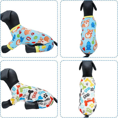 2PCS Dog Pajamas for XXXL Sized Dog Pjs Clothes Puppy Onesies Outfits Pet Jammies Boy Girl Male Female Apparel Soft Strechy Paw Bone XXXL