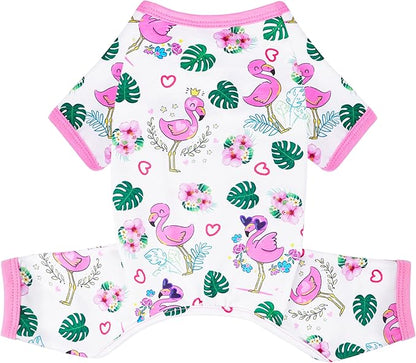 Dog Pajamas Summer Dog Clothes for Small Medium Dogs Boy Girl Doggy Pjs Cute Doggie Onesie Breathable Puppy Clothes Soft Stretchy Cat Pet Outfit (Pink, X-Small)