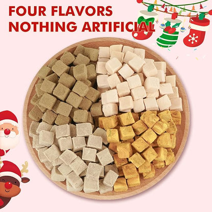 Freeze Dried Cats & Dogs Treats - 4 Single-Ingredient Raw Flavors (Chicken/Duck/Salmon/Liver), 50g x 4 Bags, All Natural High Protein Pet Training Treats