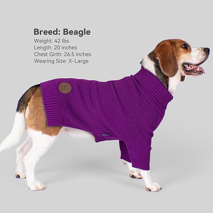 cyeollo 4XL Dog Sweater,Pullover Turtleneck for Large Dogs Classic Knitwear Fall Winter Cold Weather Dog Clothes for Giant Breed Warm Pet Apparel Large Big Dogs Sweaters Male, Purple XXXXL