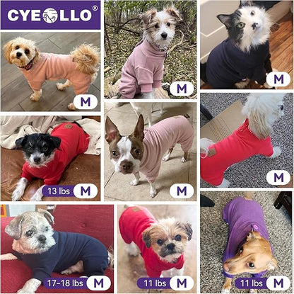 cyeollo Dog Pajamas Fleece Dog Coat Thermal Dog Onesie Stretchy Jumpsuits Doggie Pjs Warm Pet Pajamas for Small Dogs Color Grey