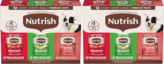 Nutrish Gentle Digestion and Whole Health Blend Premium Paté Variety Pack Wet Dog Food,13 oz. Can,Packaging May Vary (Rachael Ray),(Pack of 24)