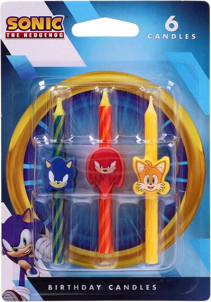 Sonic The Hedgehog Cake Candles | 6 Birthday Cake Candles Featuring Sonic, Knuckles, & Tails, for Sonic Party