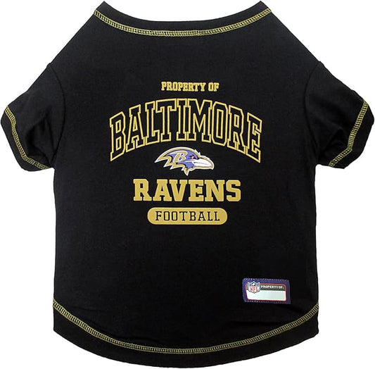 NFL Baltimore Ravens Dog T-Shirt for Pets, Size Medium. Officially Licensed Pet Shirt with Team Logo, Soft Stretchable Comfort Fit Apparel for Dogs & Cats