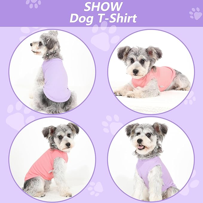 2 Pack Dog Clothes for Small Dogs Summer Dog Shirts Girl Boy Puppy T-Shirts Vest Blank Soft and Cool Pet Clothing Sleeveless Medium Large Dog Outfit Lightweight (Purple+L-Pink, X-Small)
